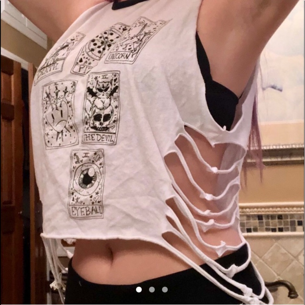 Iron fist white crop top with side cuts